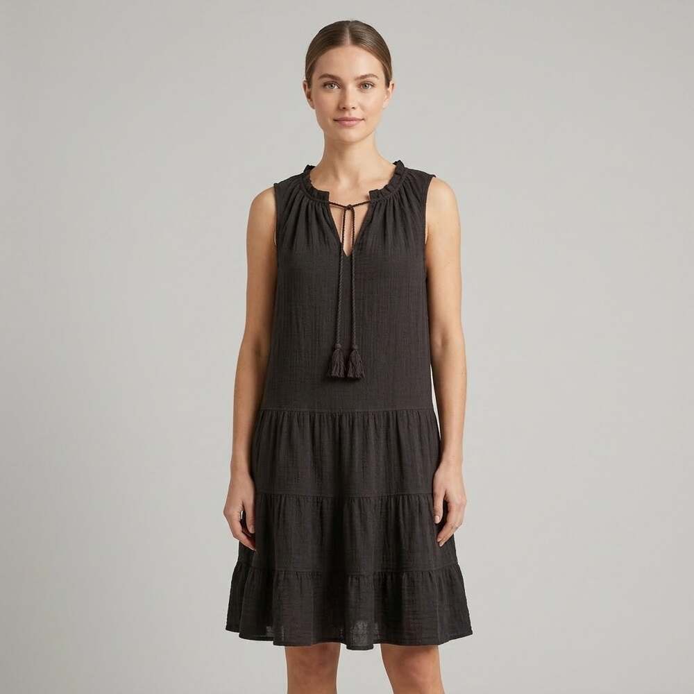 Max Studio black sleeveless tiered tunic dress Size Medium NWT